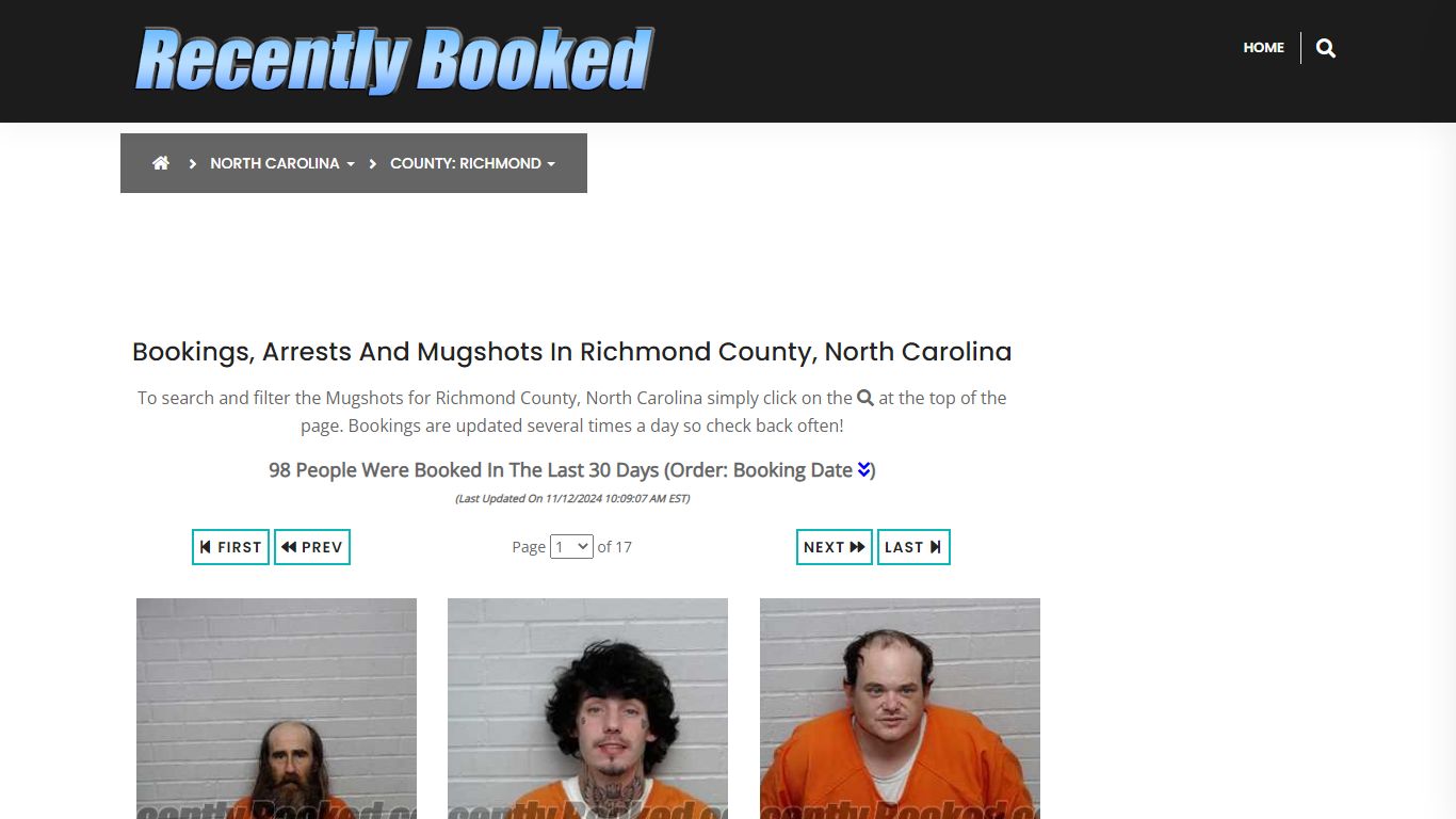 Bookings, Arrests and Mugshots in Richmond County, North Carolina