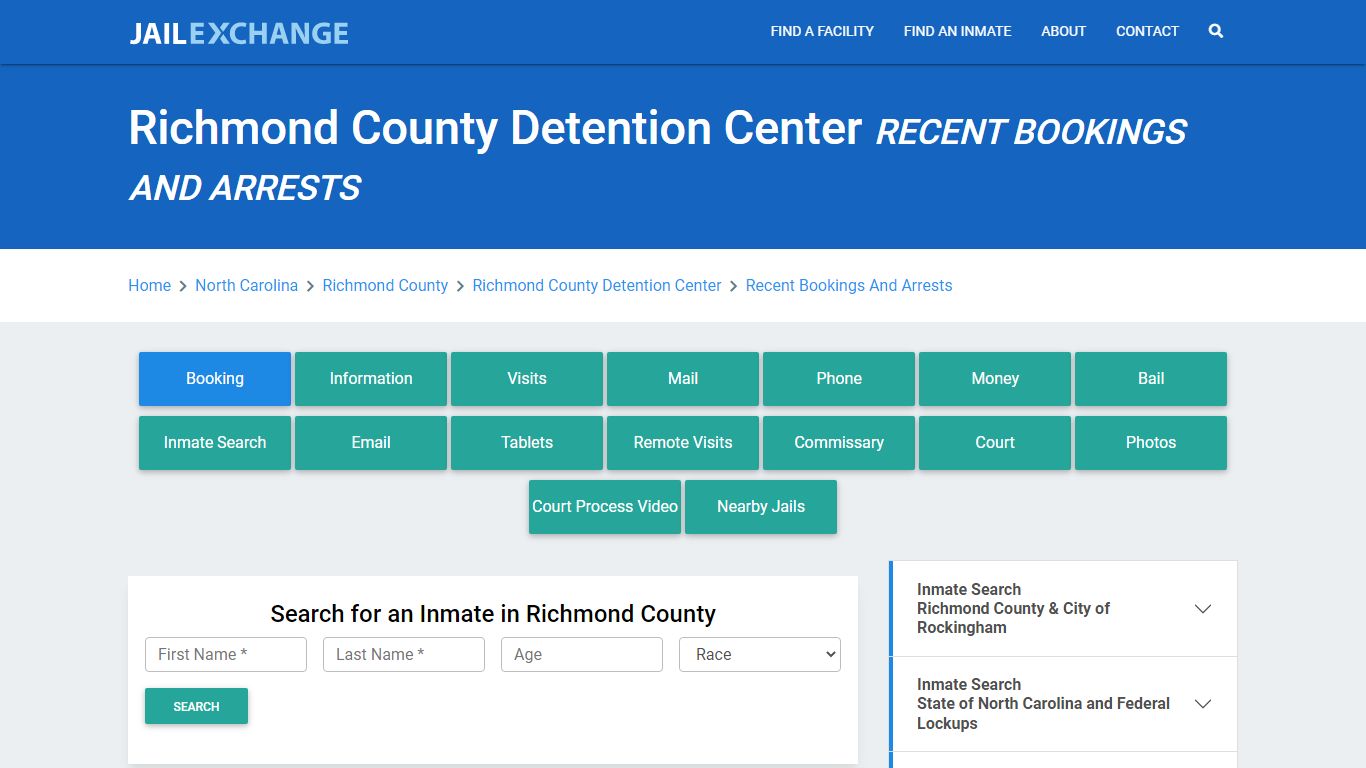 Richmond County Detention Center Recent Bookings And Arrests