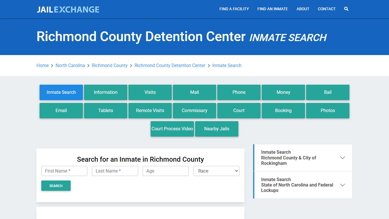 Richmond County Detention Center Inmate Search - Jail Exchange